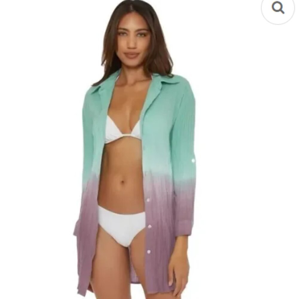 BECCA Plisse Cover-up Shirt Dress NWT SZ S